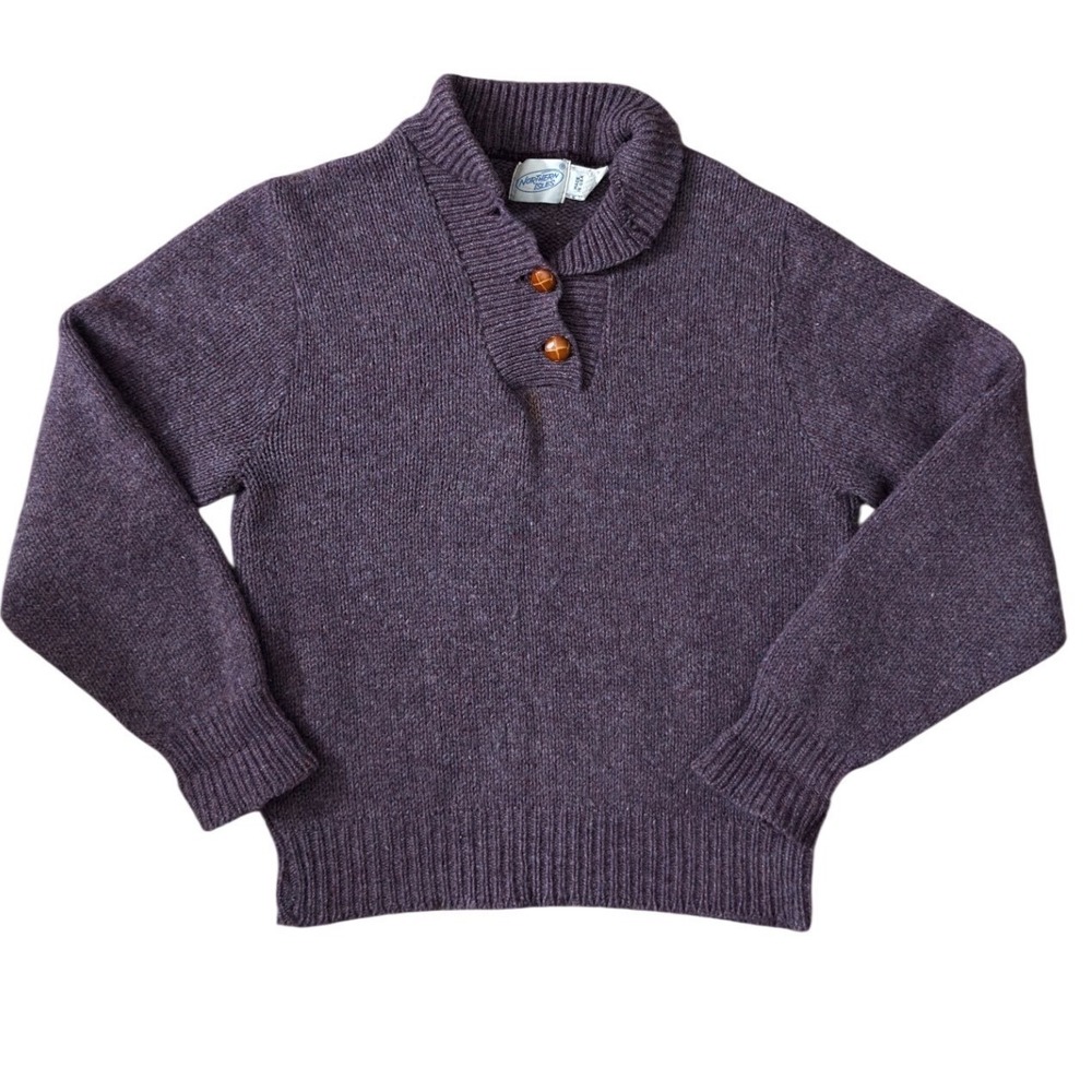 Northern Isles Vintage Wool Blend Shawl‎ Collar Sweater Purple  Womens M HH26